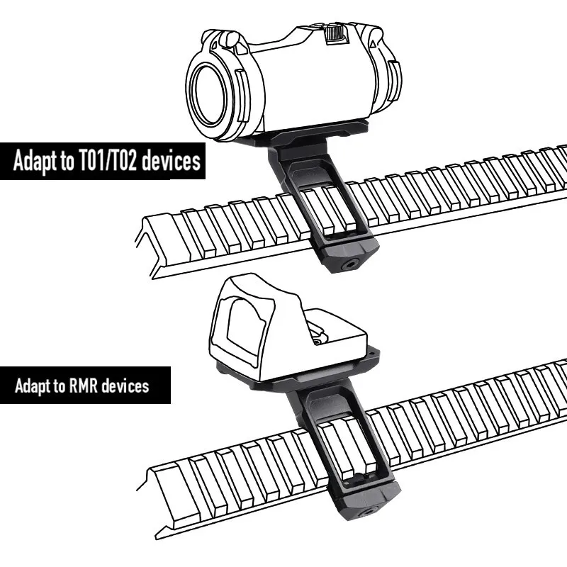 WADSN-Base de montaje de vista lateral de Metal StrikeTactical serie T/RMR, mira holográfica, soporte de montaje Offset para riel Picatinny de 20mm - imagen 4