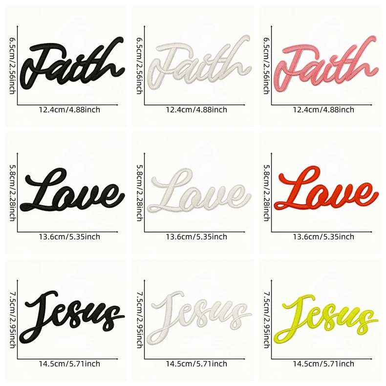 10 Uds. Parches bordados de Jesús Dios para ropa fe cree parche con letras en inglés parches para planchar para ropa chaquetas sombreros DIY - imagen 3