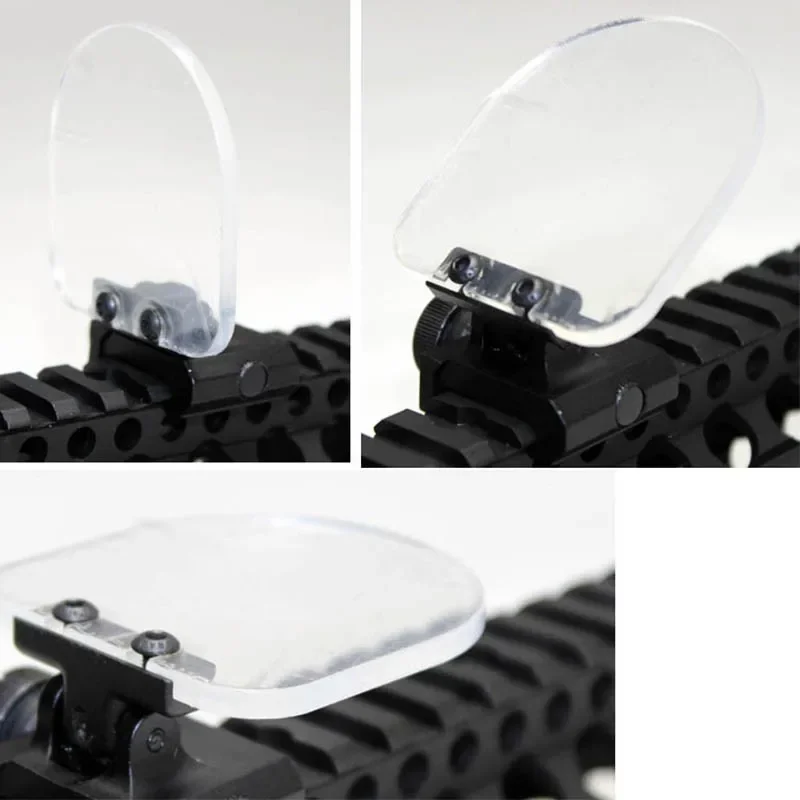 Cubierta protectora de lente a prueba de balas para mira telescópica, accesorio táctico abatible hacia arriba, transparente, Airsoft, caza, punto rojo - imagen 2