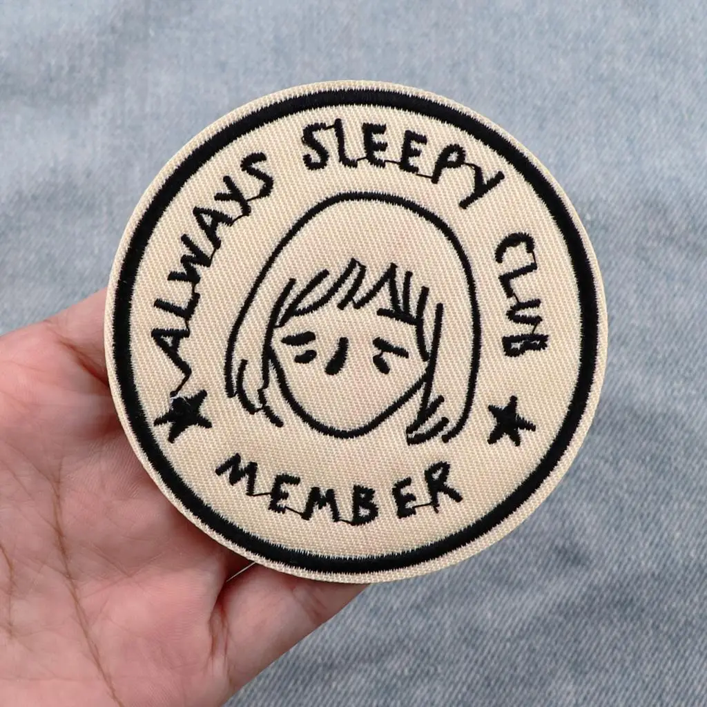 Parche para miembro del Club Always Sleeping, parches para planchar para chica de dibujos animados, parche adhesivo para ropa, parches bordados para coser ropa DIY