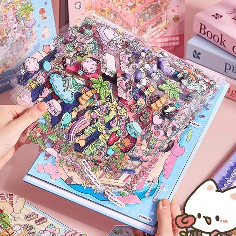 Pegatina paisaje en miniatura para mascotas, pegatina paisaje para diario, cuaderno, álbum recortes, K1KF