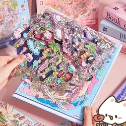 Pegatina paisaje en miniatura para mascotas, pegatina paisaje para diario, cuaderno, álbum recortes, K1KF