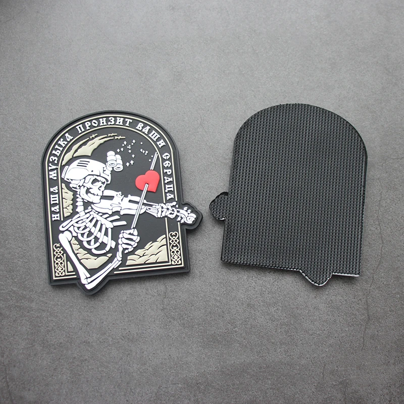 Parche ruso Smola313 de PVC 3D, esqueleto, guerrero, violín, casco táctico, dispositivo de visión nocturna, insignia para ropa, mochila - imagen 5