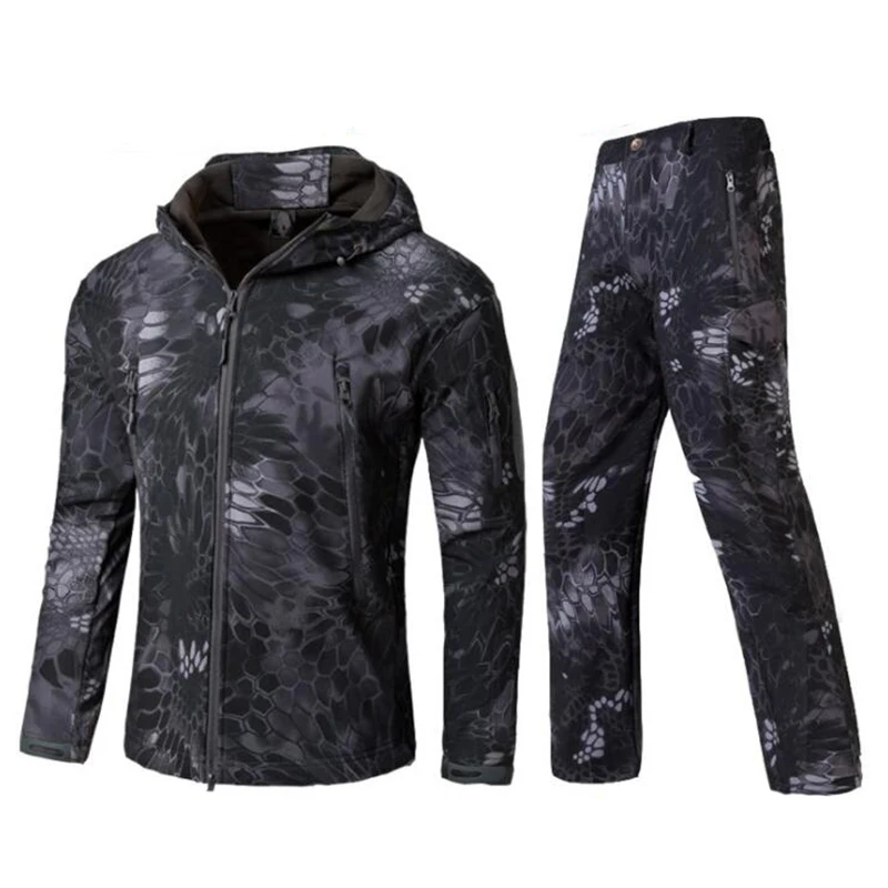 Kryptek-Chaqueta táctica negra, conjunto de uniforme al aire libre, impermeable, a prueba de viento, piel de tiburón Lurker, suave, TAD, ropa de caza - imagen 2