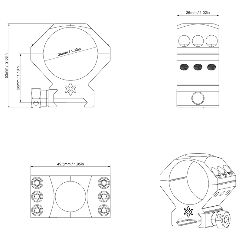 Vector Optics-Anillo de montaje Picatinny de 34Mm, accesorio táctico Picatinny de 21Mm, para mira de Rifle de caza - imagen 5