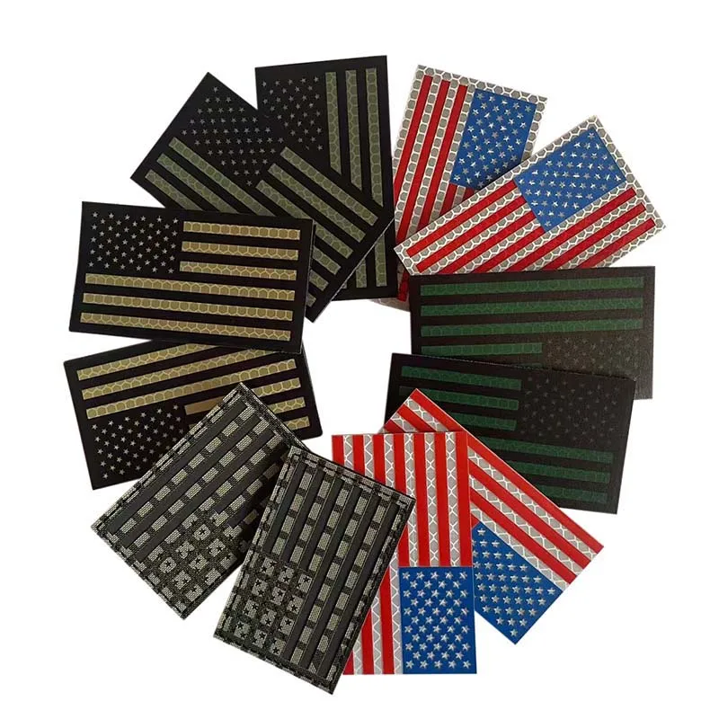 9*5CM bandera americana EE. UU. Emblema ropa apliques IR parches reflectantes insignias de rayas tácticas militares para casco, mochila - imagen 5