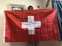 BANDERA DE SKY, envío gratis, bandera de Suiza, bandera colgante de poliéster de 3*5 pies, bandera grande de 90*150cm, bandera suiza para decoración