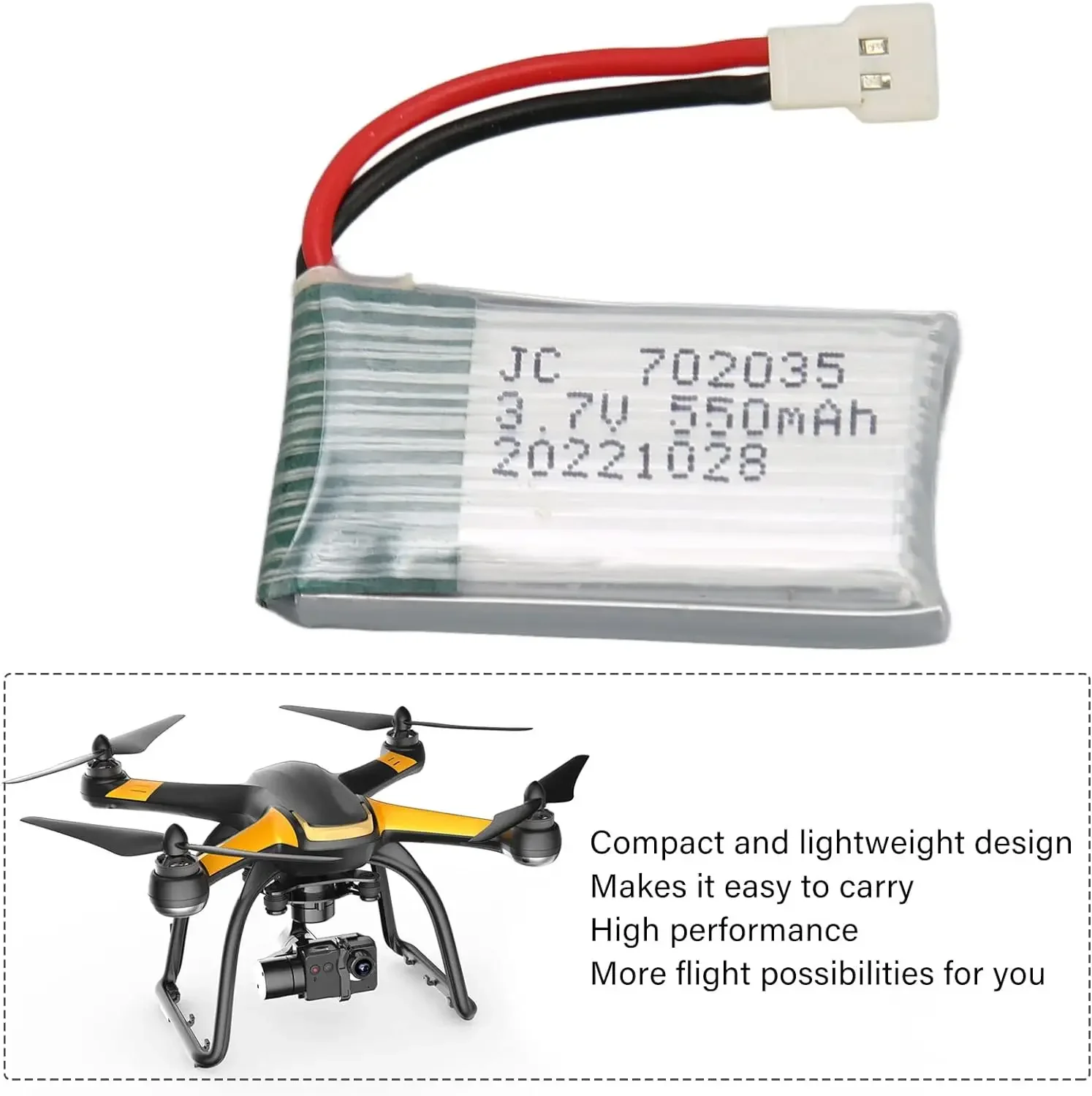 3,7 V 550mAh 20C batería Lipo XH2.54 enchufe para SYMA X8C X8G X8W X8HW X8HG X8HC Hubsan X4 MJXRC F47 DFD F180 accesorio para Dron - imagen 2