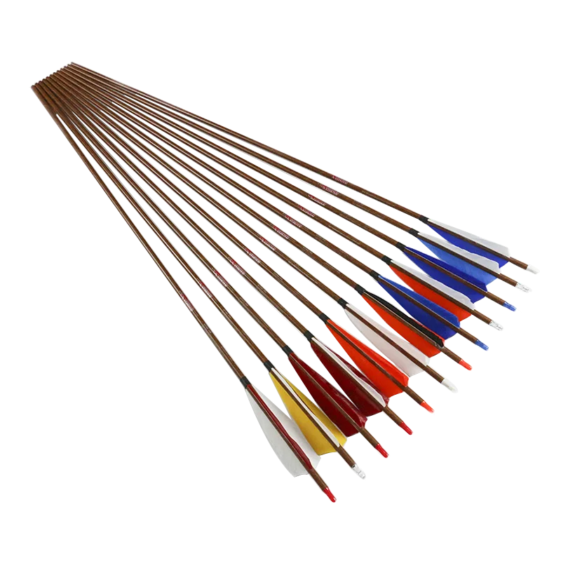 Flechas de carbono para tiro con arco, 12 piezas, piel de madera, 32 pulgadas, SP300, 5 pulgadas, compuesto de plumas de pavo, arco recurvo tradicional para caza - imagen 5