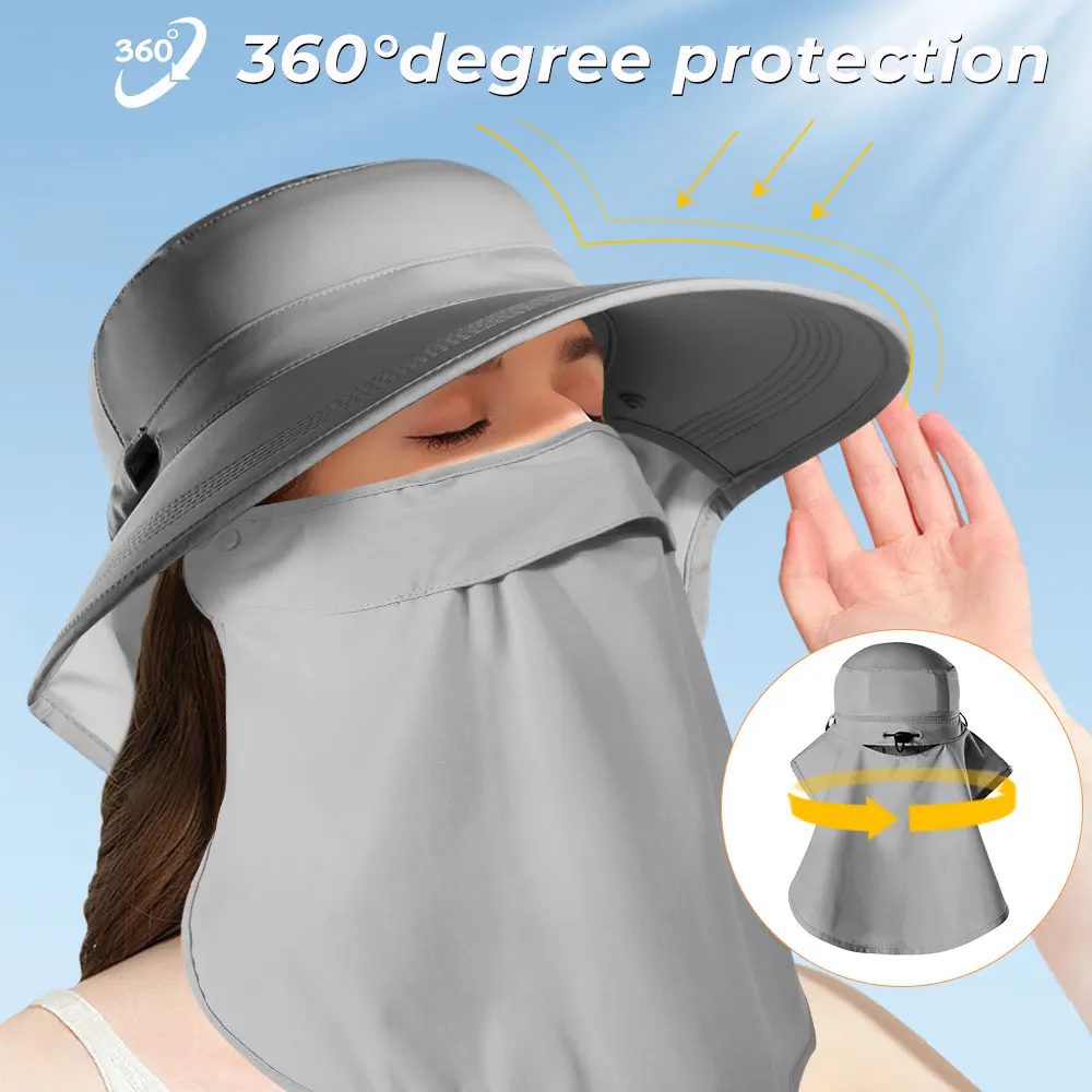 Sombreros Boonie de cubo de protección solar para hombres y mujeres, gorra de pesca a prueba de viento, transpirable, deporte, senderismo, Camping, playa, visera al aire libre, Verano - imagen 2