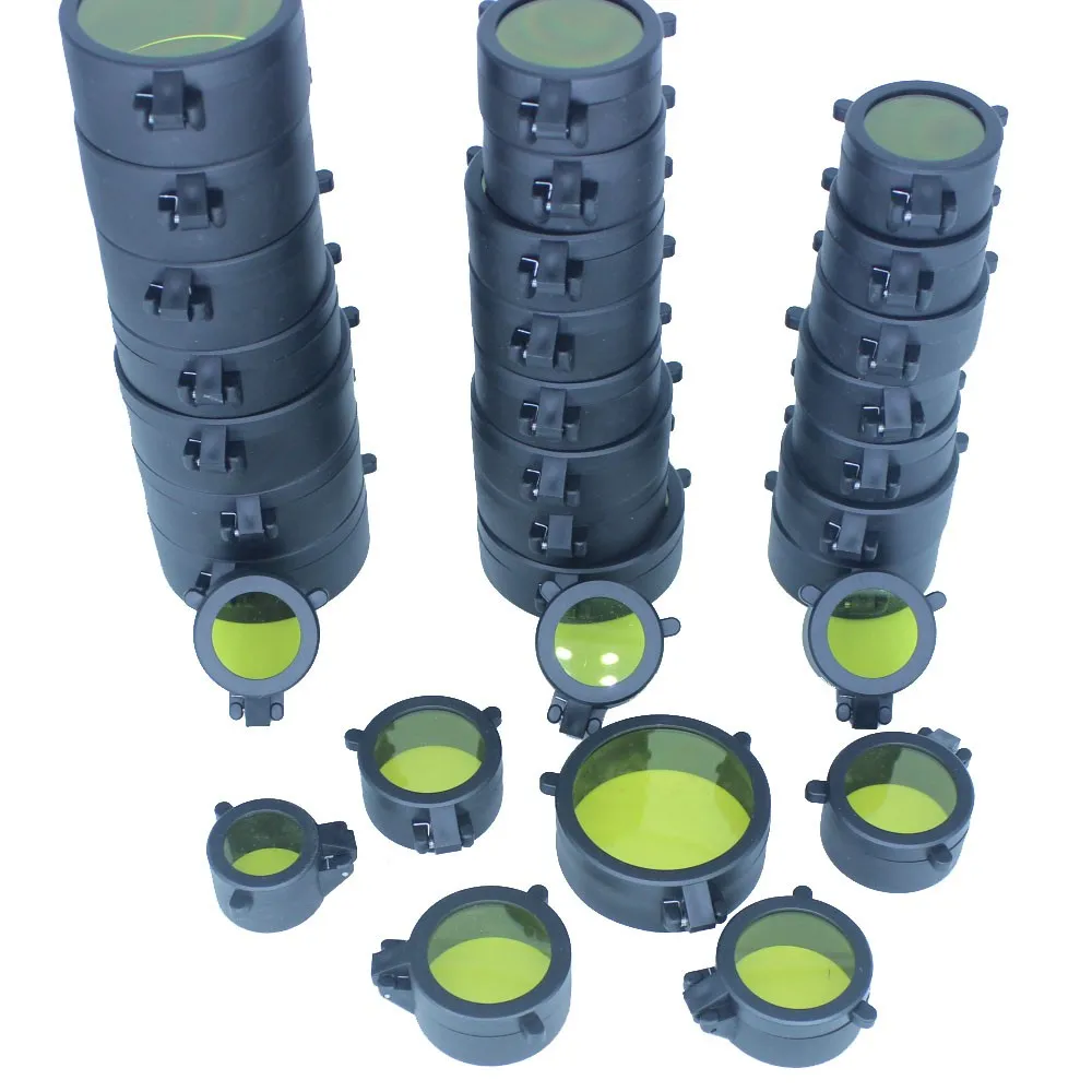 Cubierta de lente de alcance de Rifle transparente de 30-69mm, tapa de protección de resorte rápida abatible hacia arriba, tapa de lente objetivo, calibre de caza - imagen 5