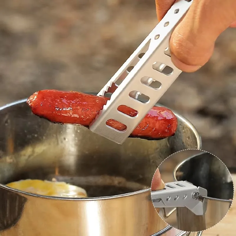 Pinza para tazón de sartén antiescaldaduras para acampar y senderismo, Clip para olla al aire libre, accesorios de vajilla para Picnic, utensilios de cocina para barbacoa y acampada, 1 Uds. - imagen 3