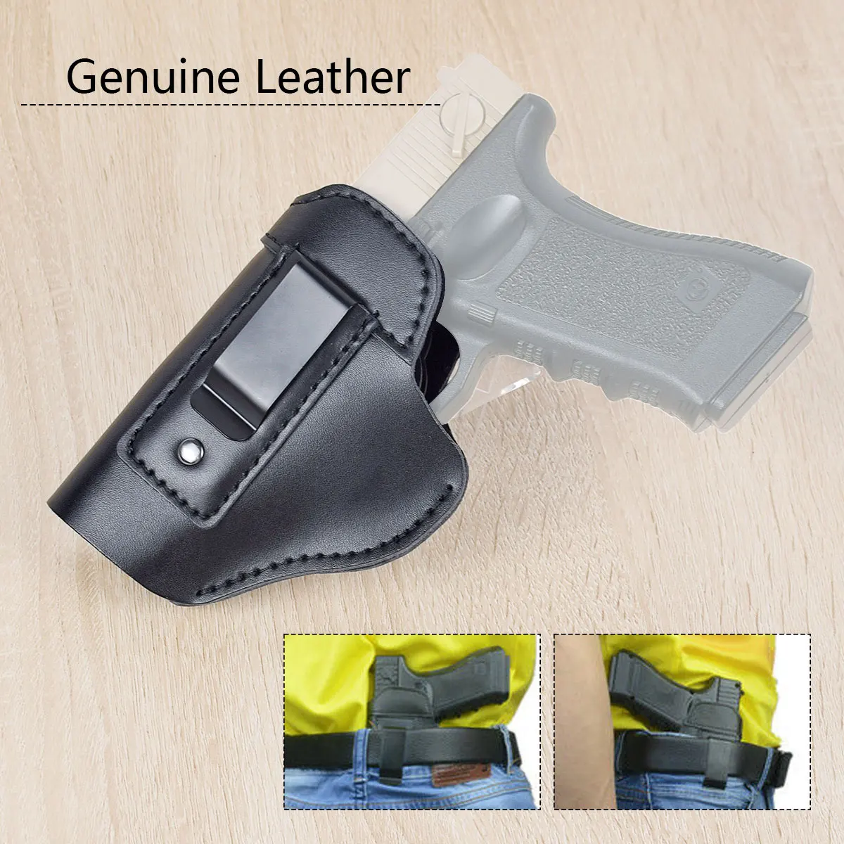 Funda de cuero para pistola IWB, transporte oculto para Glock 17 19 22 23 43 Sig Sauer P226 P229 Ruger Beretta 92 M92 s & w, funda con Clip para pistolas - imagen 5