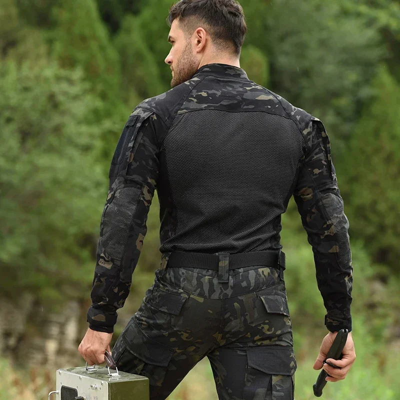 HAN WILD-camisa de camuflaje CP para hombre, camisa de manga larga de combate para senderismo, caza, camisas tácticas para hombre, ropa de Camping de Paintball Airsoft - imagen 4