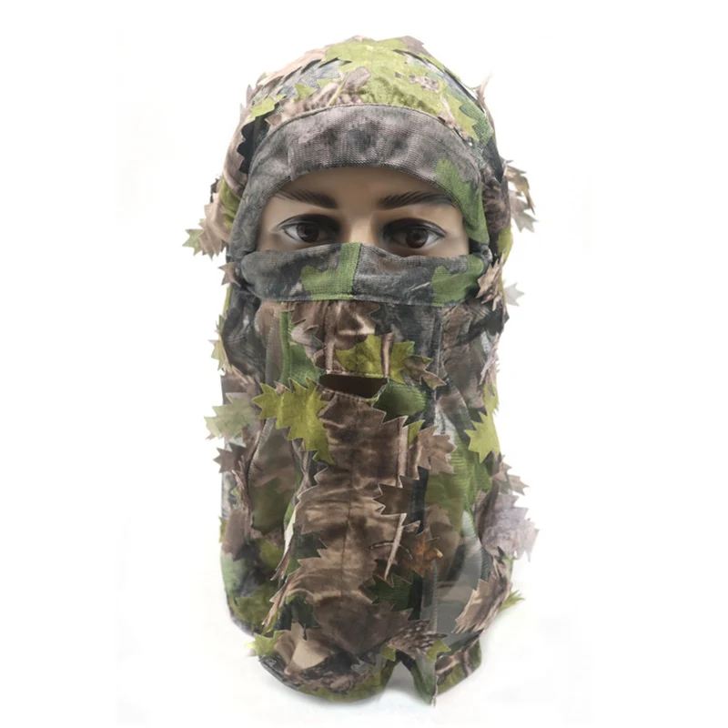 Ghillie sombrero camuflaje 3D con máscara facial – Caza táctica airsoft - imagen 5