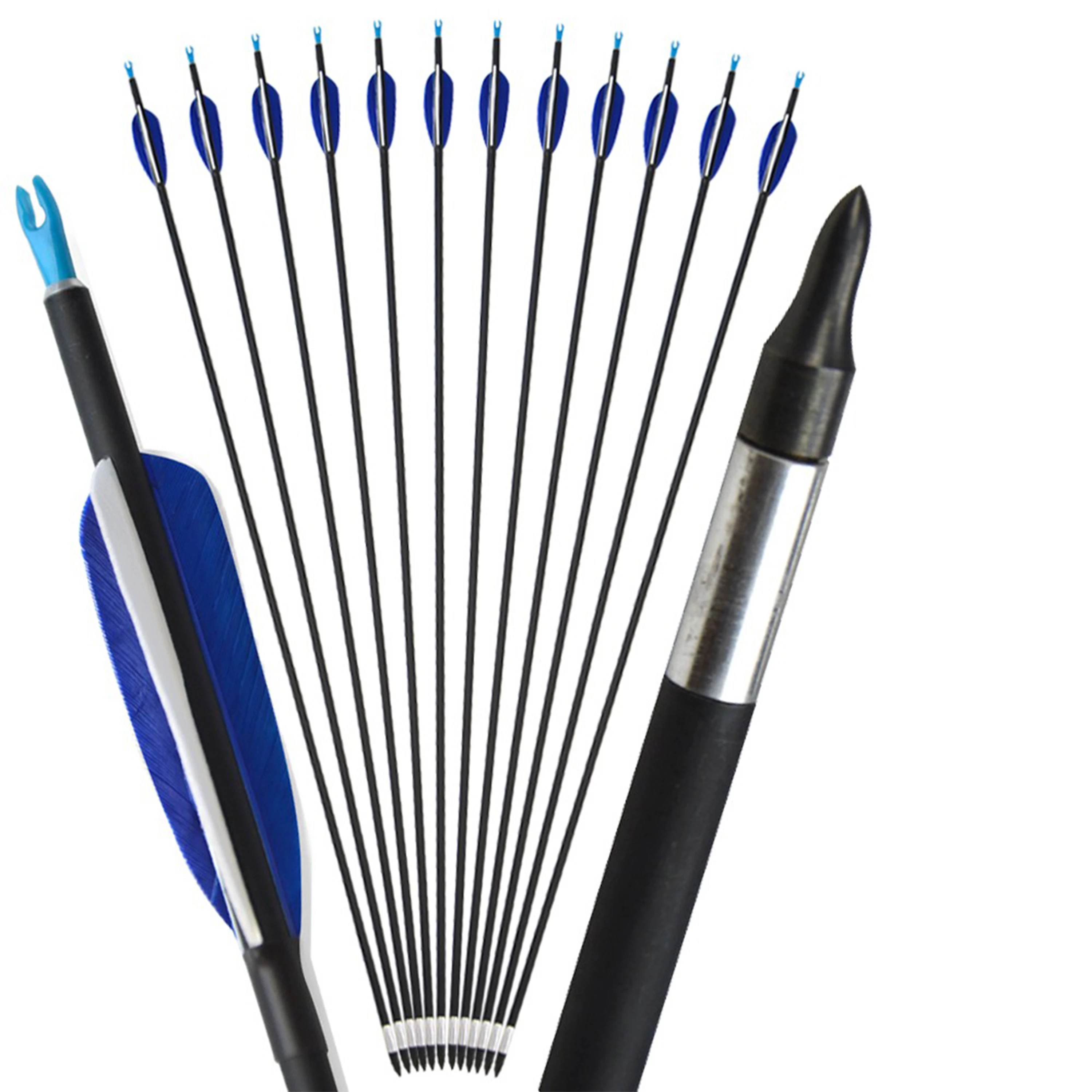 6/12 Uds. Flecha de carbono de 32 pulgadas tiro con arco pluma auténtica Spine700 flechas ID5.3mm tiro al portab caza para arco flecha