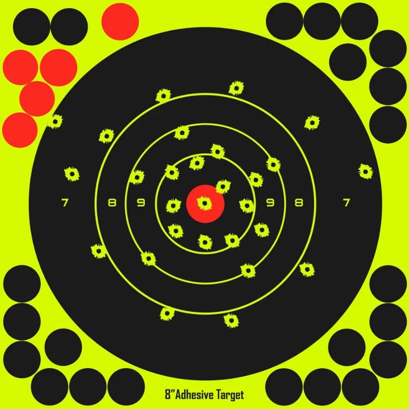 50 Uds. De pegatinas de destino altamente visibles, 20cm/8 pulgadas, autoadhesivas, práctica de tiro, papel de destino, etiquetas adhesivas de entrenamiento para tiro - imagen 2