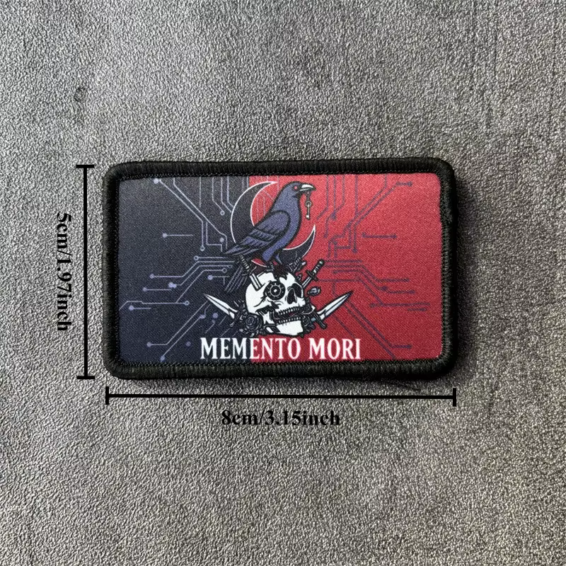 Parche táctico velcro Memento Mori impreso para mochila y ropa - imagen 2