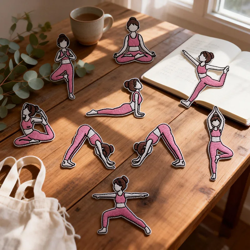 Parche bordado para chica de Yoga, parches para planchar, diseño de pose de meditación para ropa deportiva, chaqueta, estera, bolsa, parches de decoración de estilo de vida consciente