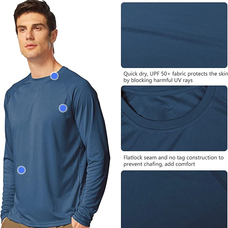 Camisa de manga larga elástica para hombre, camisa con protección solar Uv, fps, Upf, 50 +, secado rápido, para correr y pescar al aire libre, Verano - imagen 4