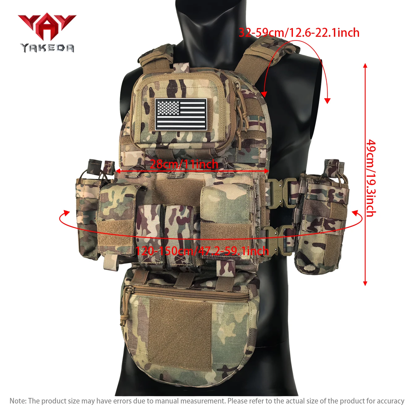 YAKEDA Chaleco táctico de caza modular con cinturón MOLLE desmontable - imagen 5