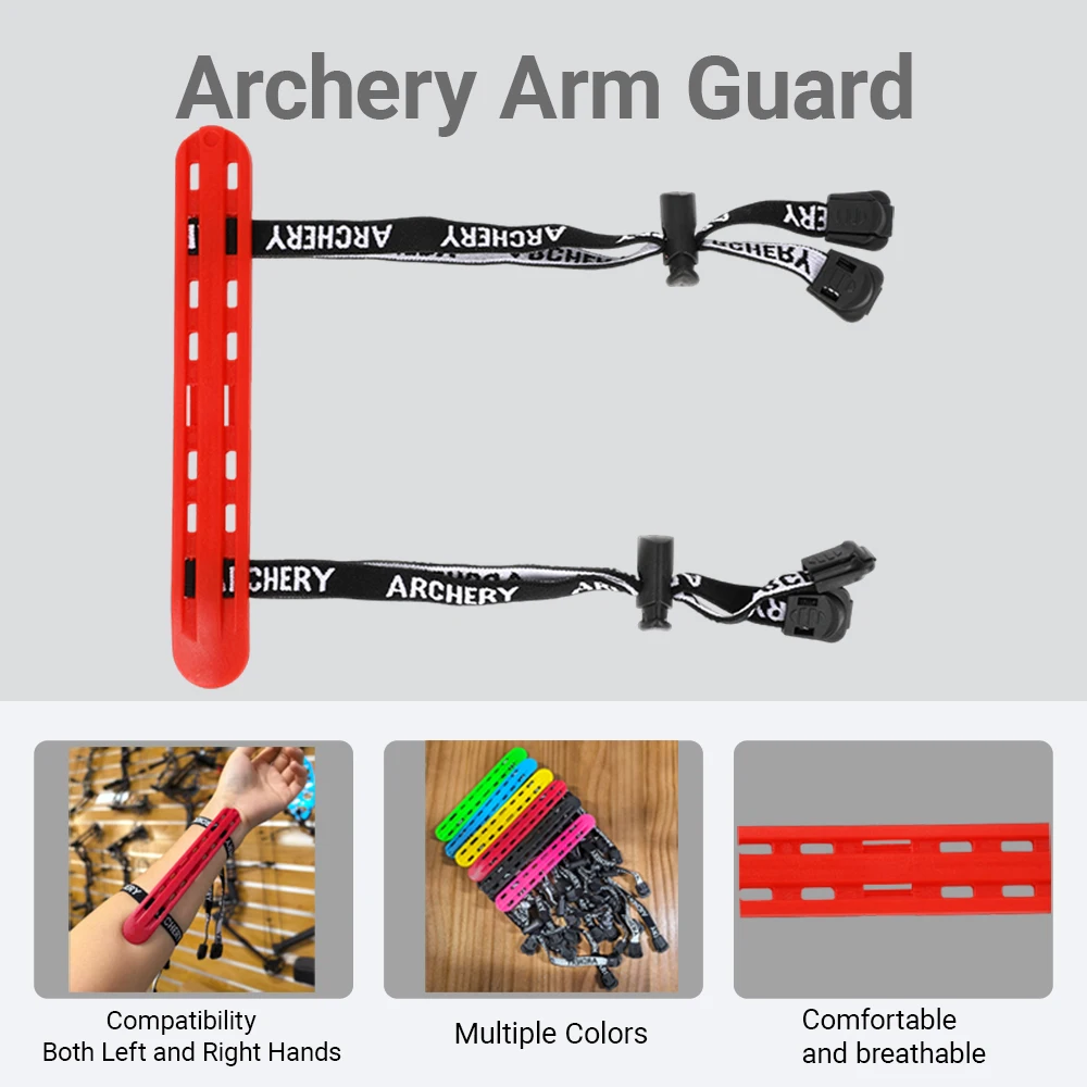 Protector de brazo de arco recurvo tradicional, Protector de antebrazo de plástico duro, seguridad de tiro con arco ajustable LH/RH, accesorios de tiro de caza - imagen 3