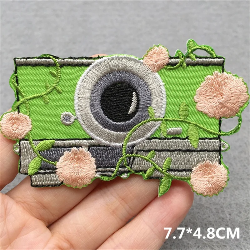 Parche bordado de seta mágica para ropa, pegatinas de planchado, apliques de flores, rayas, amor natural - imagen 4