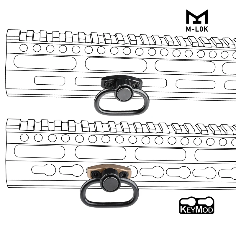 Adaptador de montaje de perno de eslinga QD de Metal táctico, Base de montaje, hebilla de correa giratoria, accesorios de botón de liberación rápida, ajuste M-LOK Keymod - imagen 4
