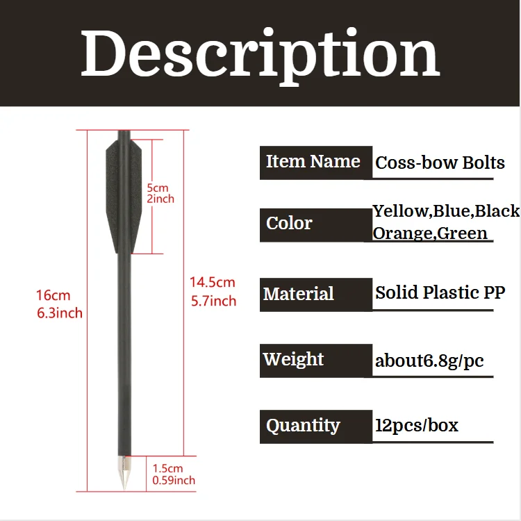 ‌ Mini flechas de plástico de 6,3 pulgadas para tiro con arco, 6,2mm de diámetro para tiro al aire libre, accesorios para arco y flecha de caza, 12 Uds. - imagen 3