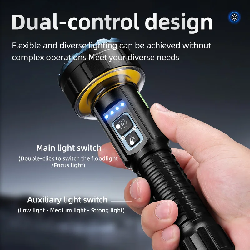 30W 1 + 8LED linterna de haz de luz USB recargable al aire libre COB Camping senderismo caza pesca escalada aventura antorcha de alta potencia - imagen 5