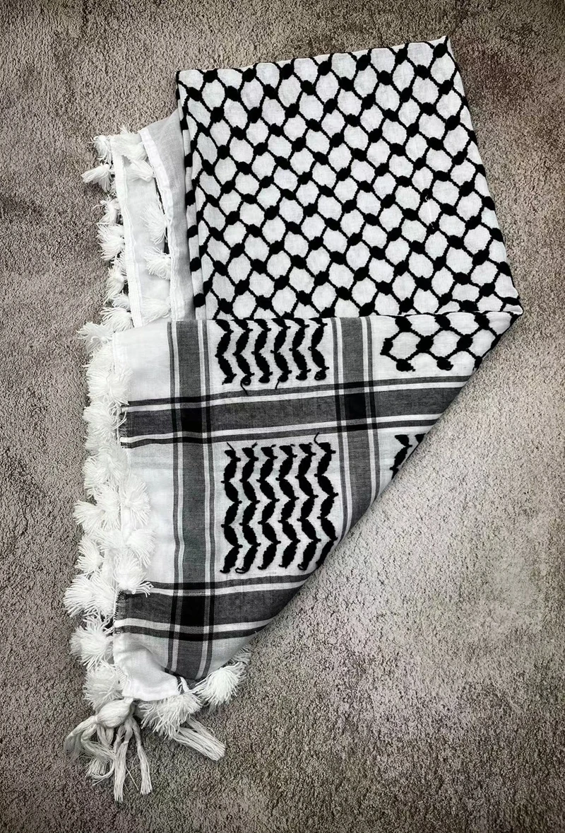 Actividades al aire libre, turismo, camping, bufanda tejida con borlas, bufanda árabe Shemagh Keffiyeh, bufanda CS, bufanda para senderismo en el desierto, foulard moto - imagen 5