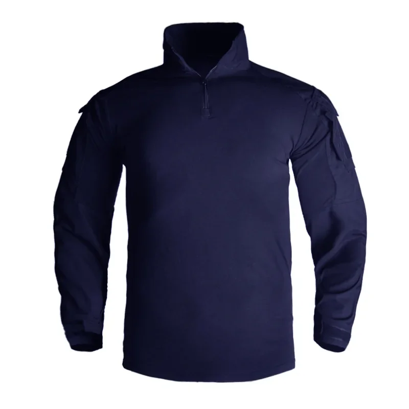 Camisas tácticas para hombres, trabajo al aire libre, 1/4 cremallera, manga larga, senderismo, Softair, combate, escalada, caza, camisa de camuflaje, ropa de pesca