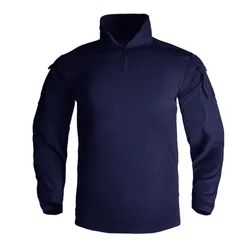 Camisas tácticas para hombres, trabajo al aire libre, 1/4 cremallera, manga larga, senderismo, Softair, combate, escalada, caza, camisa de camuflaje, ropa de pesca