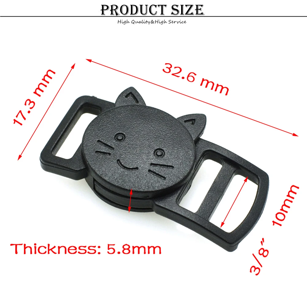 20 unids/pack 3/8 "cabeza de gato de colores mezclados hebillas de seguridad de plástico para Collar de gato Paracord correas sujetador accesorios de ropa - imagen 5