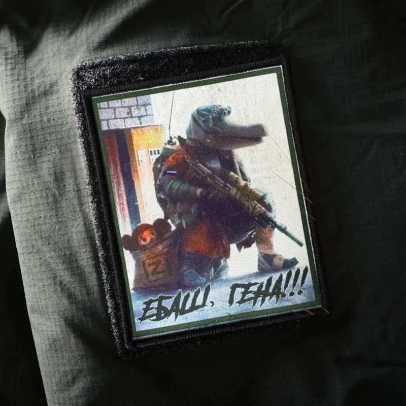 Parche con estampado de guerrero de cocodrilo, chaleco táctico, parches de gancho y bucle para ropa, insignia decorativa de moral, pegatina para mochila, brazalete