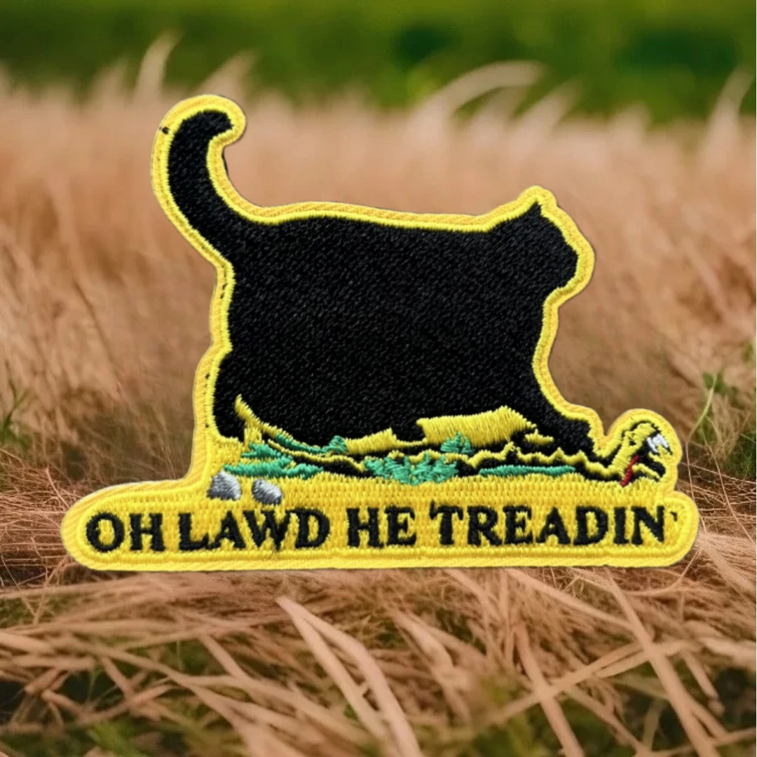 Parches HookLoop bordados de gato gordo OHI AWD HE TREADIN' para ropa insignia de moral militar pegatina decorativa para mochila táctica - imagen 3