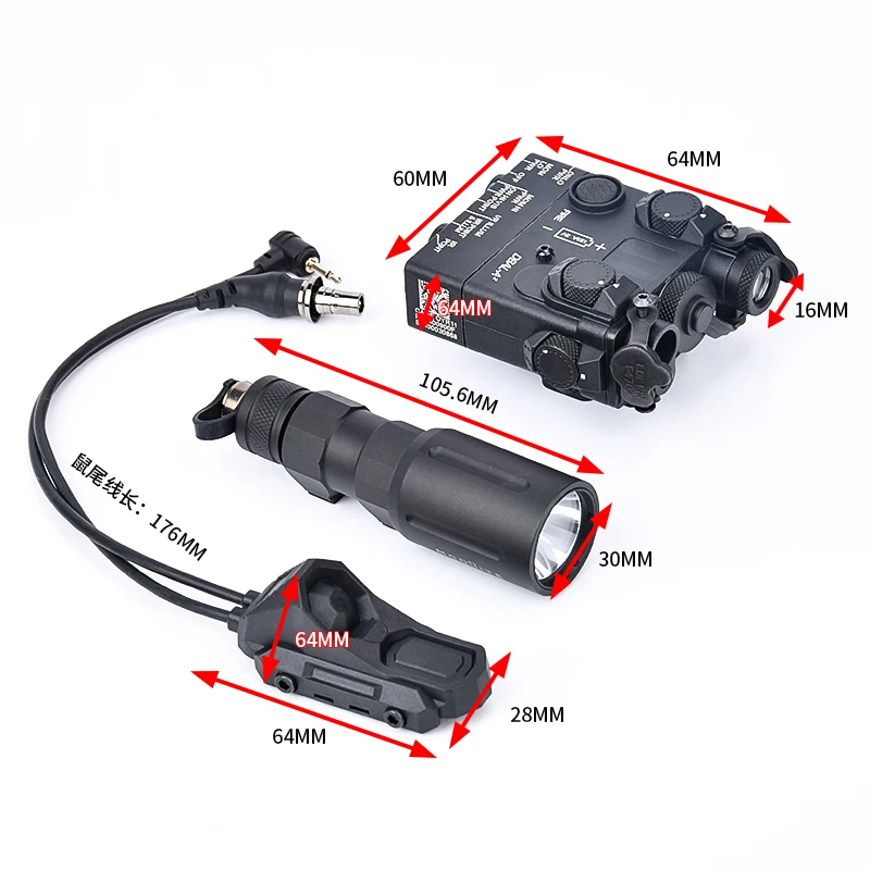 WADSN tácticas DBAL-A2 indicador láser de punto rojo y verde Airsoft plhv2 M300 M600C luz de explorador de caza con interruptor de Control Dual AXON - imagen 5