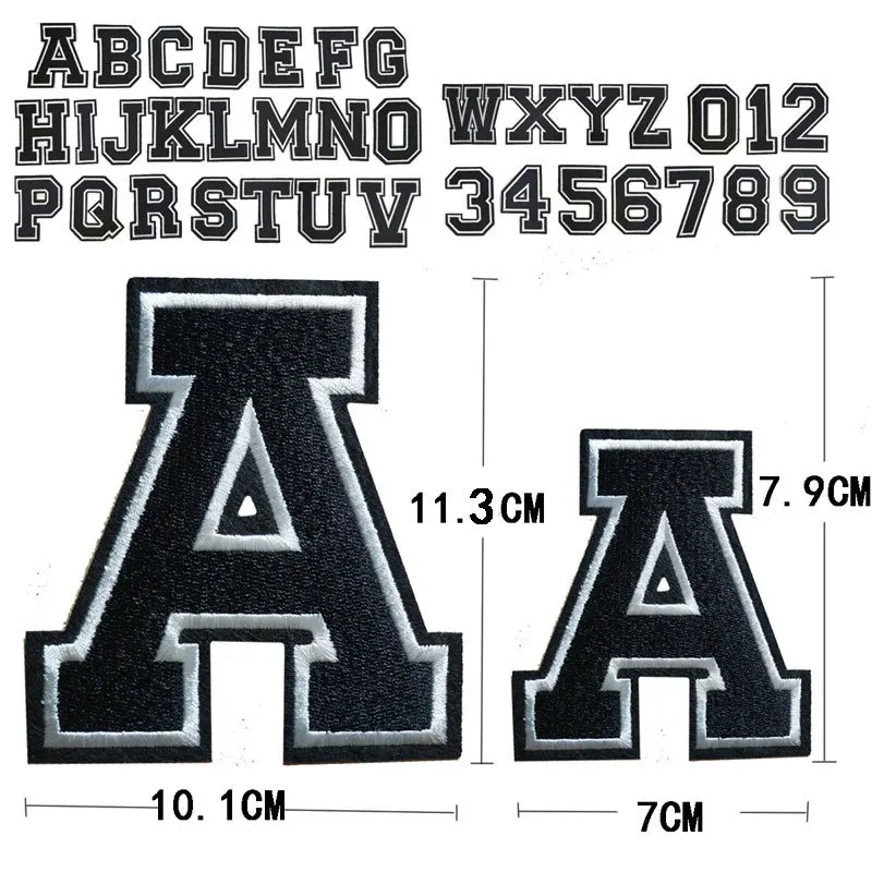 ABC DEF GHI JKL OPQ RST UVW XYZ bordado carta parche ropa hierro en figuras apliques nombre insignia alfabeto pegatina Accesorios - imagen 2