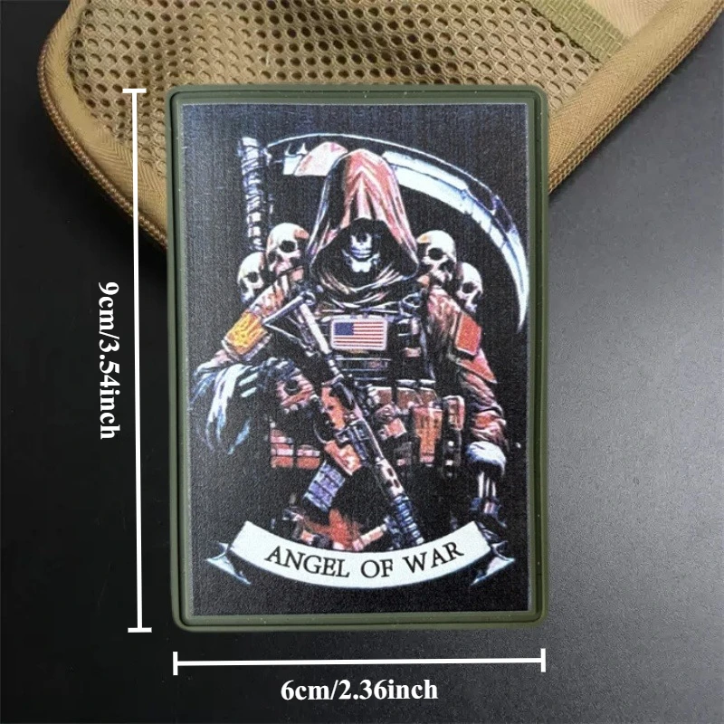 Parche de calavera para ropa, insignia de moral militar, ángel de la guerra, brazalete de PU, parches de bucle de gancho, pegatina para mochila - imagen 4
