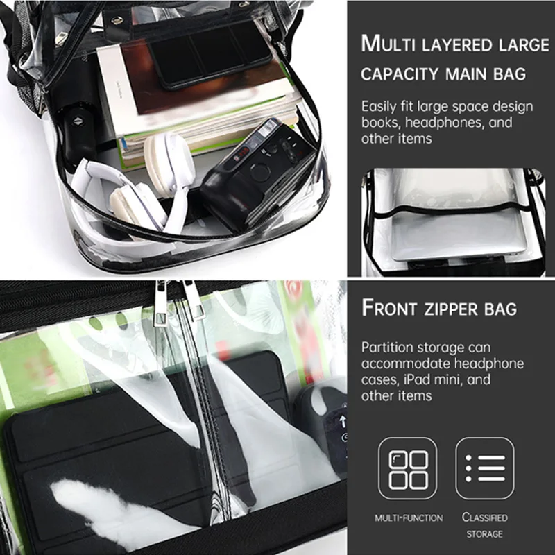 Mochila transparente de PVC, bolsa multifuncional de gran capacidad, adiestramiento al aire libre, deporte, viajes, Camping, paquete de ocio de moda - imagen 4