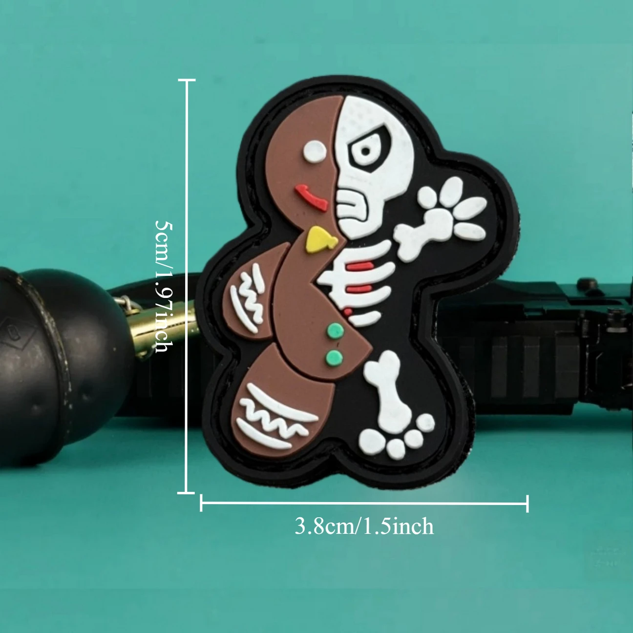 Parche de calavera de pan de jengibre, insignia de moral táctica, parches de gancho y bucle de PVC, mochila táctica del ejército militar de Navidad, pegatina personalizada - imagen 3