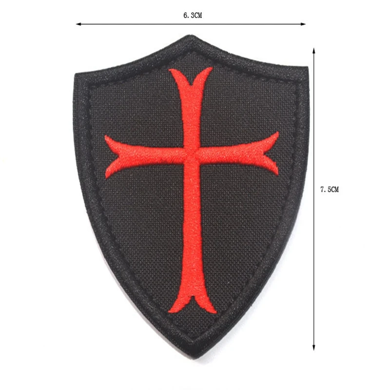 Parche bordado Templarios cruzadas – gancho y bucle para ropa - imagen 3
