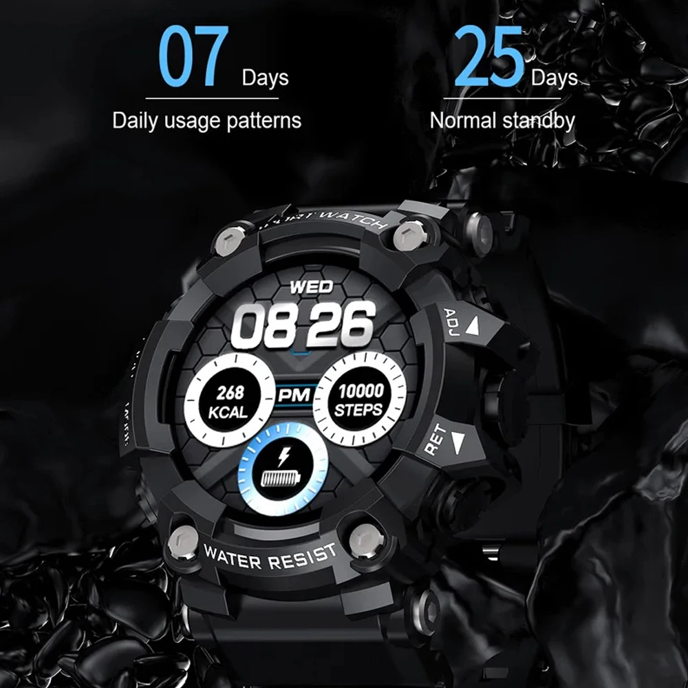 Reloj deportivo inteligente táctico para hombre con monitor de frecuencia cardíaca y presión arterial Reloj de seguimiento de actividad física de 1,3" resistente al agua IP68 de alta definición para exteriores - imagen 4