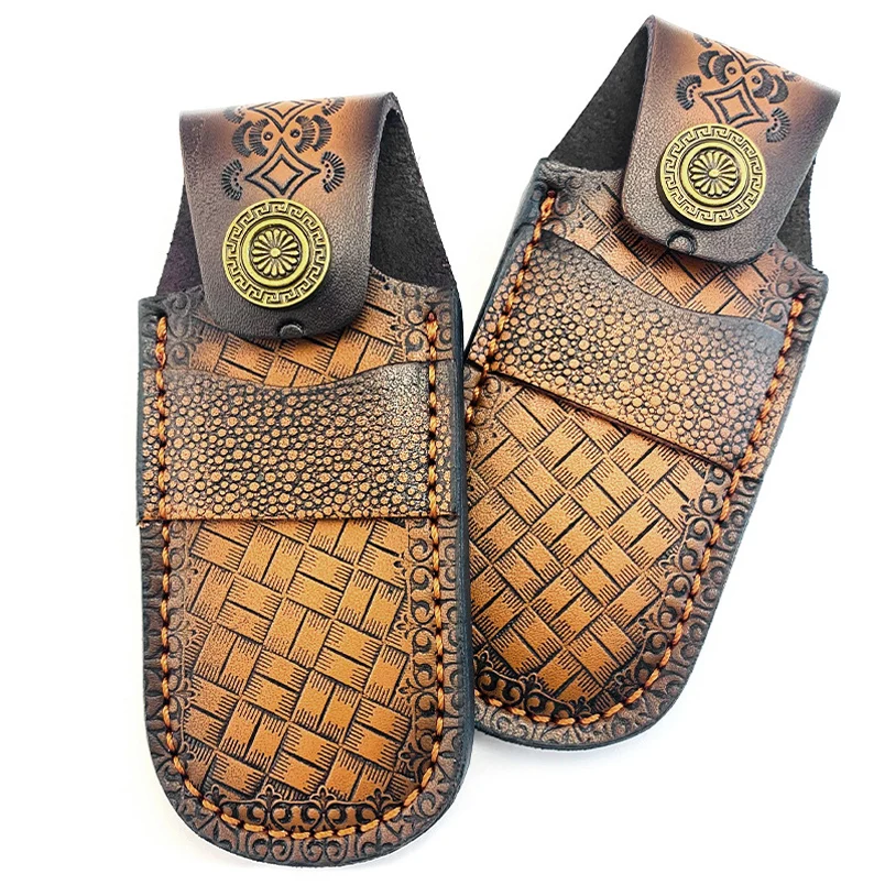 Funda para cuchillo plegable de Material de cuero de vaca Real de longitud completa de 150MM, funda para cuchillos del ejército suizo, funda para vaina, soportes - imagen 5