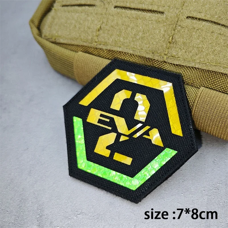 Parche de Anime NERV, insignia de moral EVA tallada reflectante de nuevo siglo, brazalete con gancho y bucle, accesorios para mochila, pegatina de tela - imagen 3