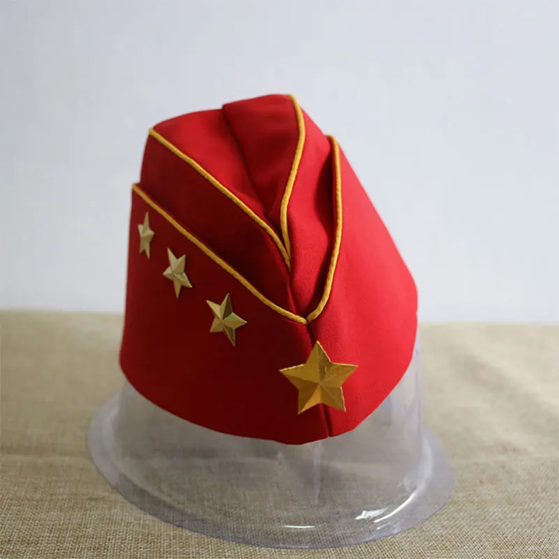 Sombrero ruso de baile marinero, gorra militar de barco soviético, pentagrama amarillo puntiagudo, sombreros de barco de lona, gorra con forma de barco de rendimiento - imagen 3