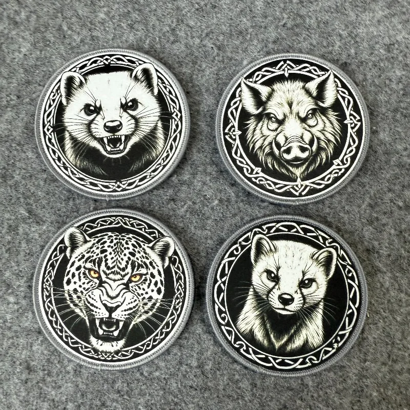 Parche táctico tótem bestia leopardo lobo tejón mapache gancho y bucle insignia de moral brazalete militar pegatinas para mochila