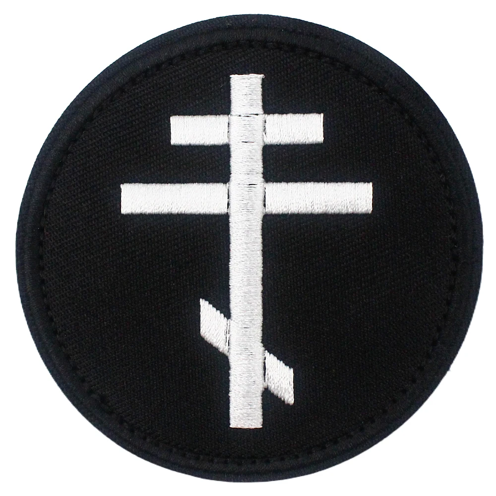Parche cruz sagrada PVC brillante con gancho para uniforme - imagen 5