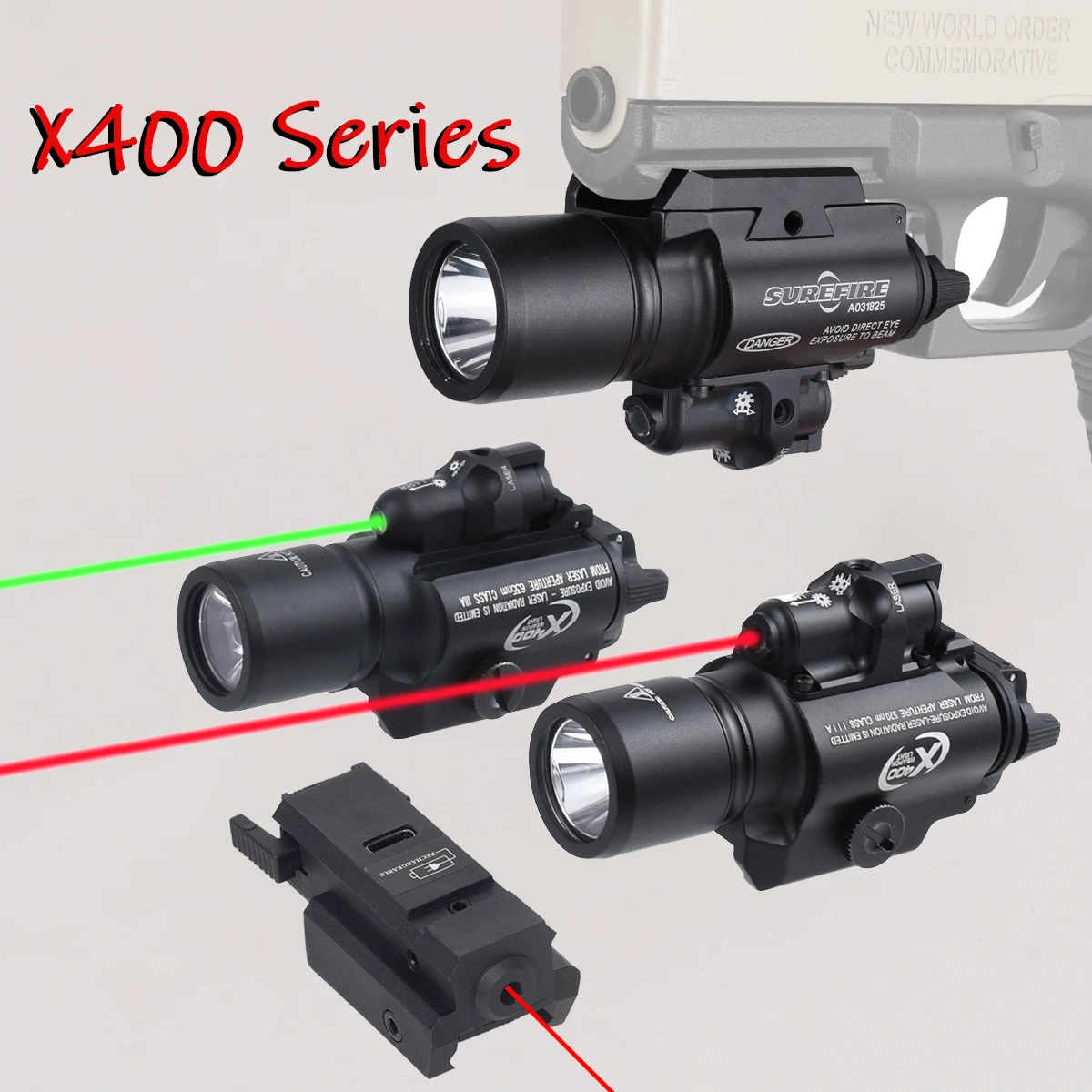 Surefire X400 X400U X400V IR linterna LED luz de pistola para G17 ajuste 20mm luz de armas de riel con puntero láser rojo vista - imagen 2