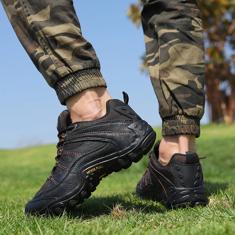 Zapatos de senderismo de cuero de vaca para hombre y mujer, botas de caza de montaña, zapatos de trekking impermeables al aire libre, zapatos de escalada para caminar, zapatillas tobilleras - imagen 3